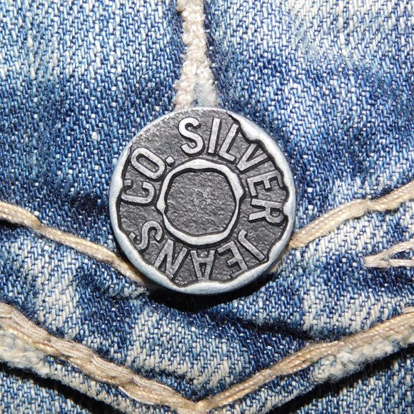 Silver Gordie Flap Jeans Mens 34 / 32 Blue Loose Fit Straight Leg Distressed - Picture 5 of 15